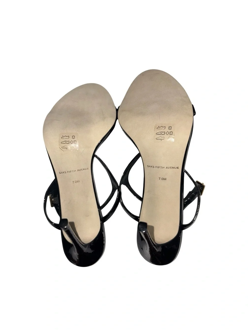Saks Fifth Avenue Black Patent Stiletto Heels Sleek Coquette Women’s Size 7M